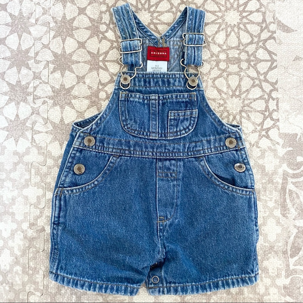 Baby blue jean overalls/shortalls 0-3 mo like new